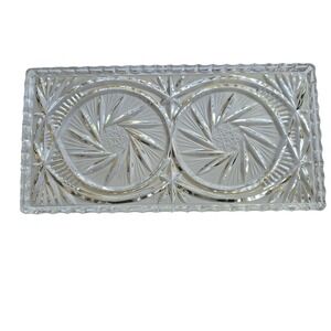 Vintage Pinwheel Crystal Rectangular Tray - Heavy - Beautiful
